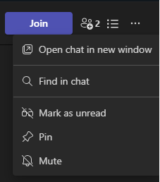 Teams Pinned Menu Option